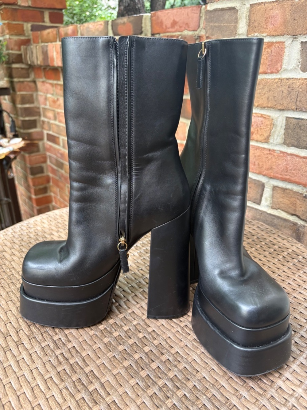 VERSACE LEATHER ANKLE BOOTS - Picture 12 of 16